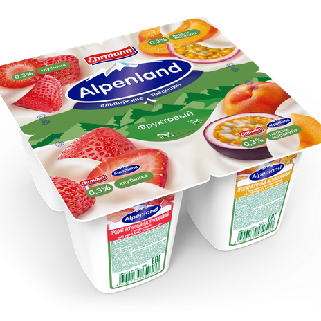 Продукт йогуртный Ehrmann Alpenland клубника-персик-маракуйя 0,3%