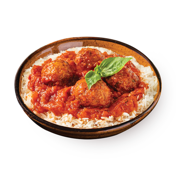 Madam Perez Chicken meatballs in tomato sauce comes with rice