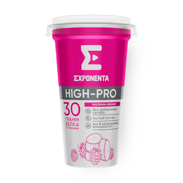Напиток кисломолочный обезжиренный Exponenta High-Pro малина-банан