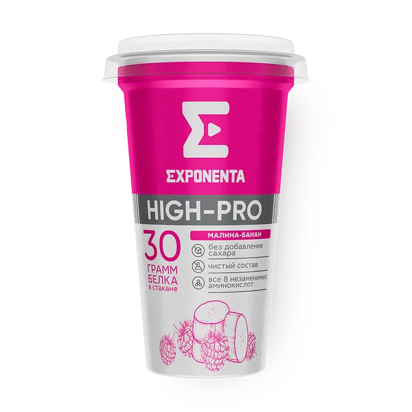 Напиток кисломолочный обезжиренный Exponenta High-Pro малина-банан
