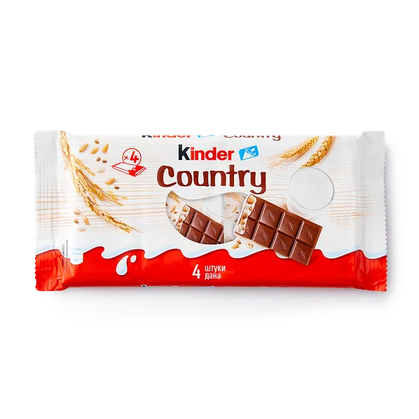 Шоколад Kinder Country с молочно-злаковой начинкой