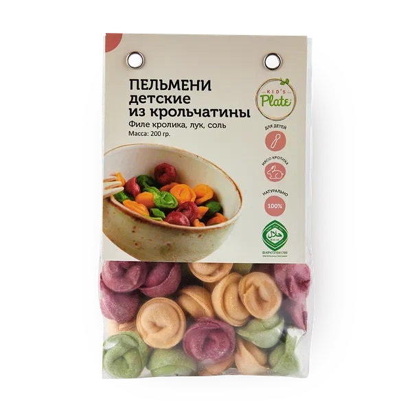 Пельмени цветные из кролика Kid's Plate детские замороженные