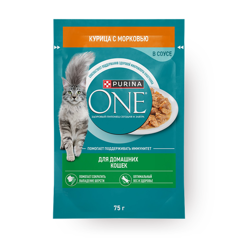Влажный корм для кошек Purina One с курицей и морковью