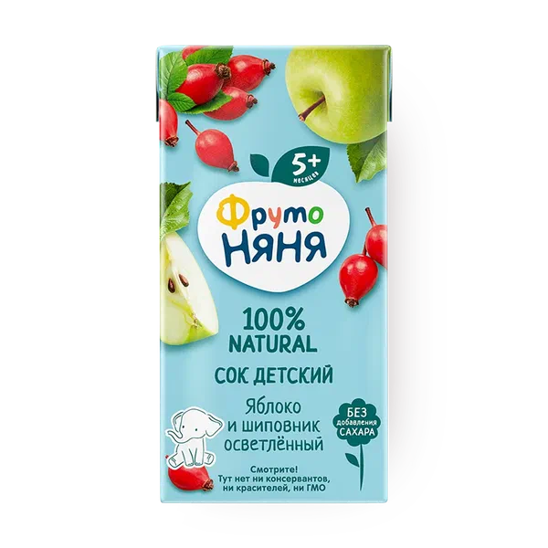 Сок «ФрутоНяня» яблоко-шиповник осветлённый с 5 месяцев