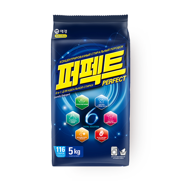 Стиральный порошок Aekyung Perfect 6 в 1 концентрированный для автоматической и ручной стирки