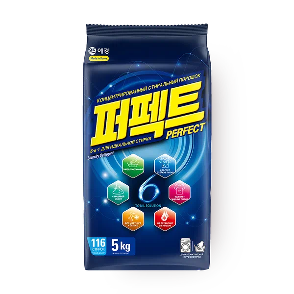 Стиральный порошок Aekyung Perfect 6 в 1 концентрированный для автоматической и ручной стирки