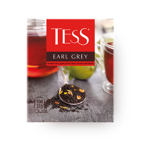 Чай чёрный Tess Earl Grey c ароматом бергамота в пакетиках
