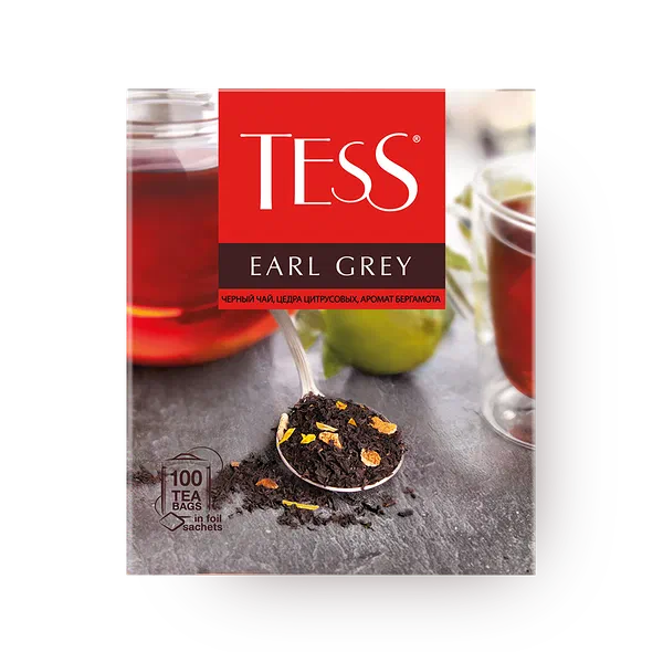 Чай чёрный Tess Earl Grey c ароматом бергамота в пакетиках