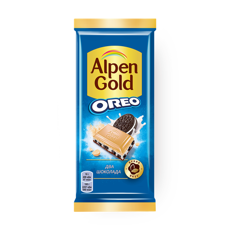 Шоколад молочный Alpen Gold Два шоколада с белым шоколадом, ваниль с кусочками печенья Oreo