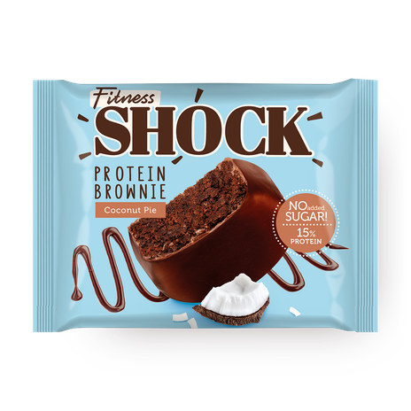 Пирожное протеиновое Fitness Shock брауни кокосовый пирог в глазури