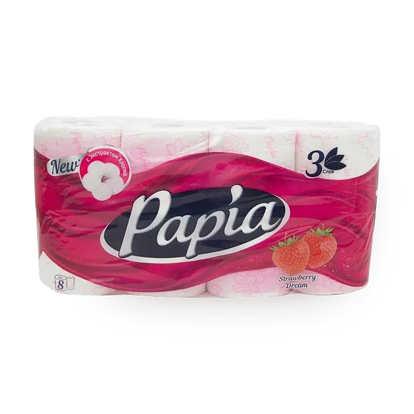 Туалетная бумага Papia клубника 3 слоя