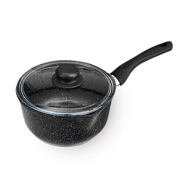 Ковш Homsly 1,5 л со стеклянной крышкой с антипригарным покрытием