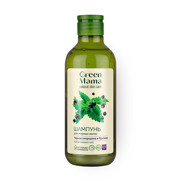 Шампунь для жирных волос Green Mama чёрная смородина и крапива