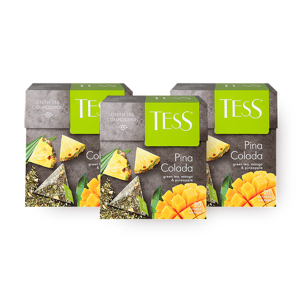 Чай зелёный Tess Pina Colada с манго и ананасом в пирамидках 3 шт