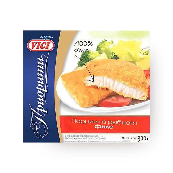 Филе хека в панировке VICI Приорити порции замороженное