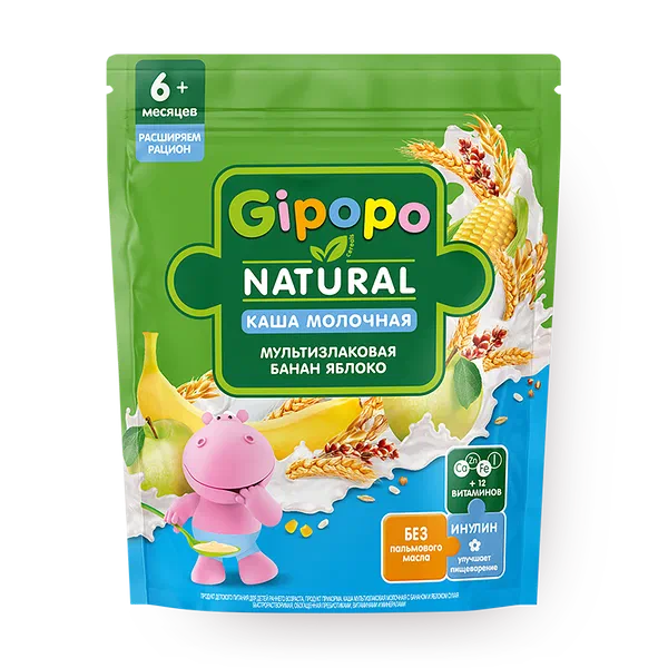 Каша молочная мультизлаковая Gipopo банан и яблоко