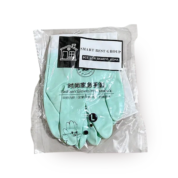 Перчатки латексные для уборки зеленые (L размер)