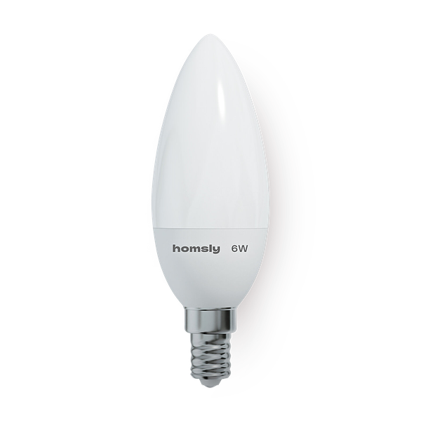 Лампа светодиодная Homsly, 6Вт, C35, E14, 4000К