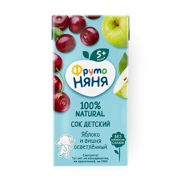Сок «ФрутоНяня» яблоко и вишня с 5 месяцев осветлённый