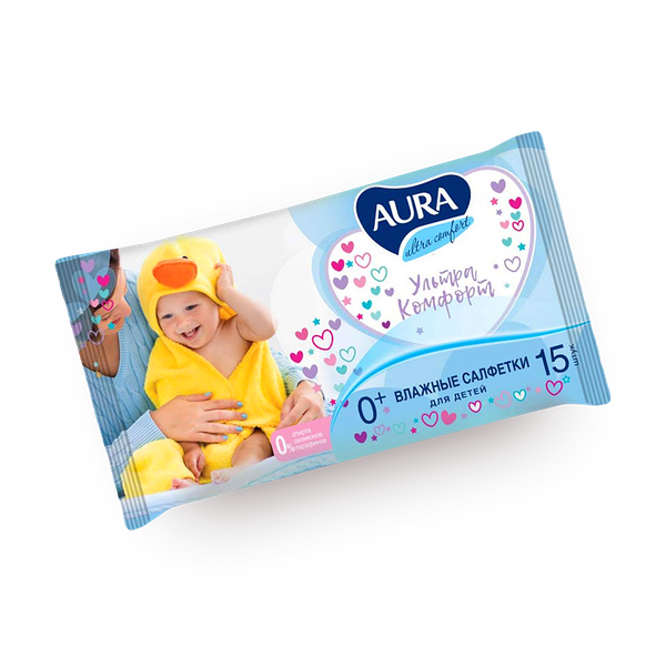Влажные салфетки для детей Aura