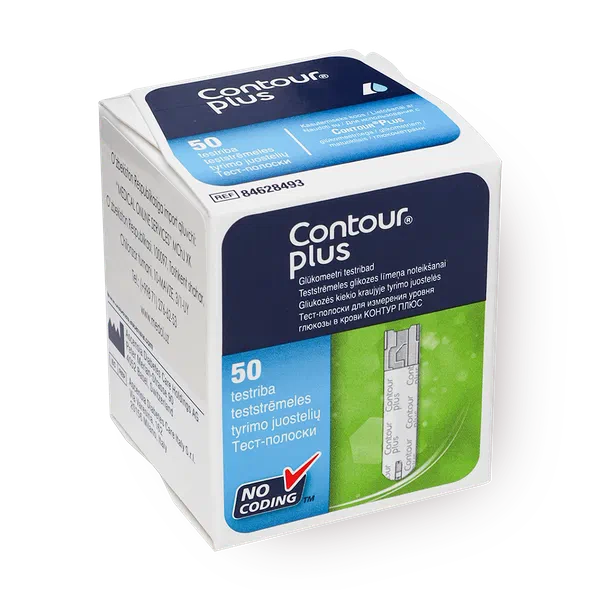 Тест-полоски для измерения уровня глюкозы в крови Contour Plus