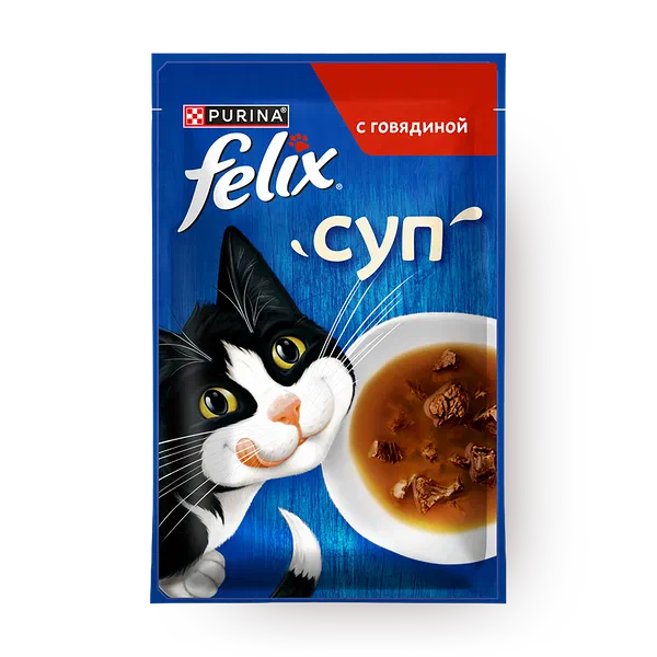 Влажный корм для кошек Felix Суп с говядиной