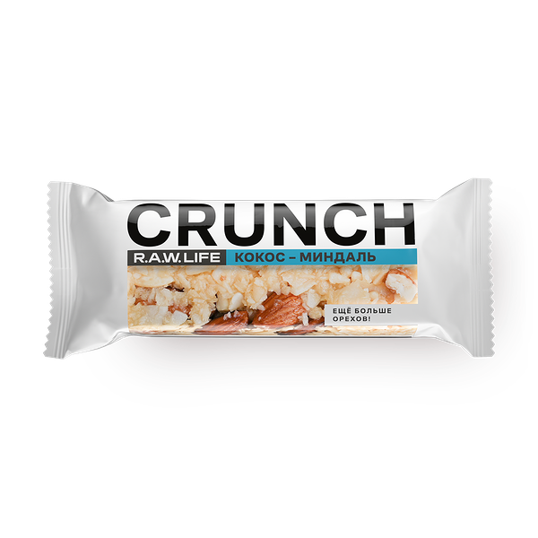 Батончик ореховый RawLife Crunch кокос-миндаль