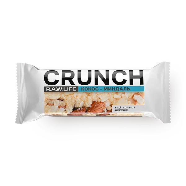 Батончик ореховый RawLife Crunch кокос-миндаль