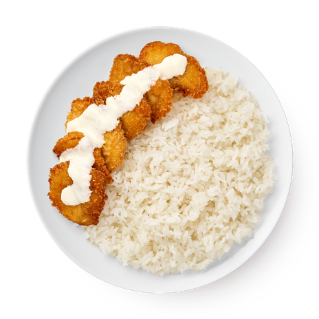 Филе тилапии темпура с рисом в сливочном соусе Mfood.kz