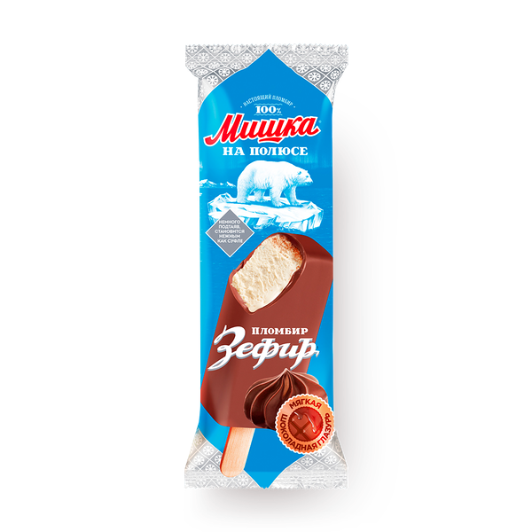 Мороженое пломбир «Мишка на полюсе» зефир горячий шоколад эскимо
