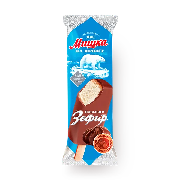Мороженое пломбир «Мишка на полюсе» зефир горячий шоколад эскимо
