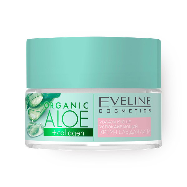 Крем-гель для лица Eveline Cosmetics Organic Aloe+Collagen увлажняюще-успокаивающий для нормальной и чувствительной кожи
