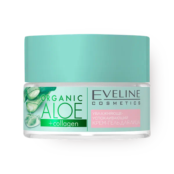 Крем-гель для лица Eveline Cosmetics Organic Aloe+Collagen увлажняюще-успокаивающий для нормальной и чувствительной кожи