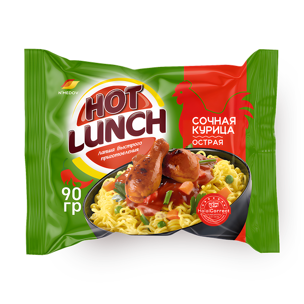 Лапша быстрого приготовления Hot Lunch с острым куриным вкусом
