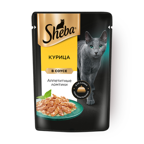 Корм для кошек влажный Sheba курица ломтики в соусе