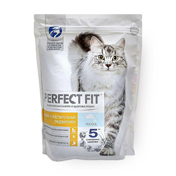 Сухой корм для кошек с чувствительным пищеварением Perfect Fit лосось