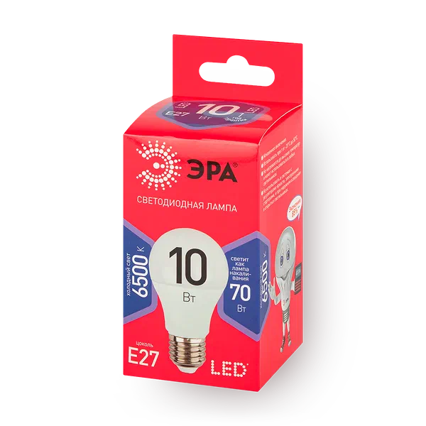 Лампочка светодиодная «Эра» Red Line Led E27 10 Вт груша холодный дневной свет