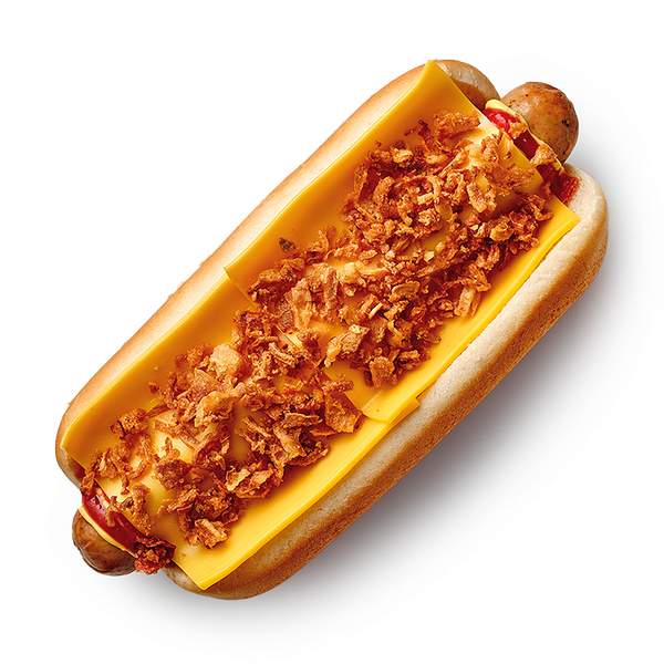 Хот-дог с куриной колбаской и запечённым сыром чеддер «Из Лавки»