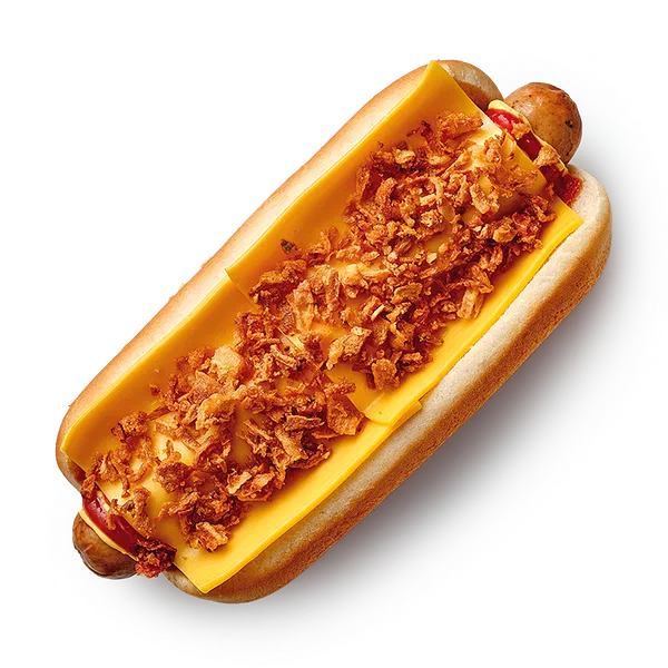 Хот-дог с куриной колбаской и запечённым сыром чеддер «Из Лавки»