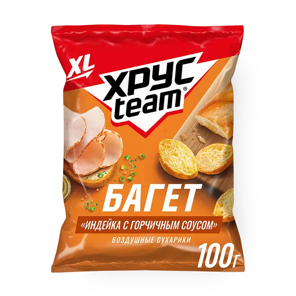 Сухарики Хрусteam Багет XL индейка с горчичным соусом