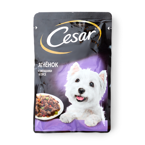 Влажный корм для собак Cesar ягнёнок с овощами в соусе