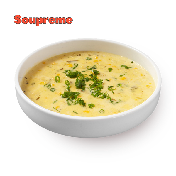 Soupreme Corn Chowder Soup, Potato, Celery, Cream, and Wine