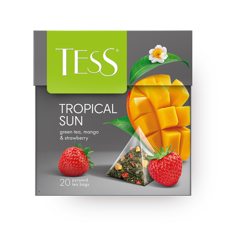 Чай зелёный Tess Tropical Sun манго-клубника в пирамидках