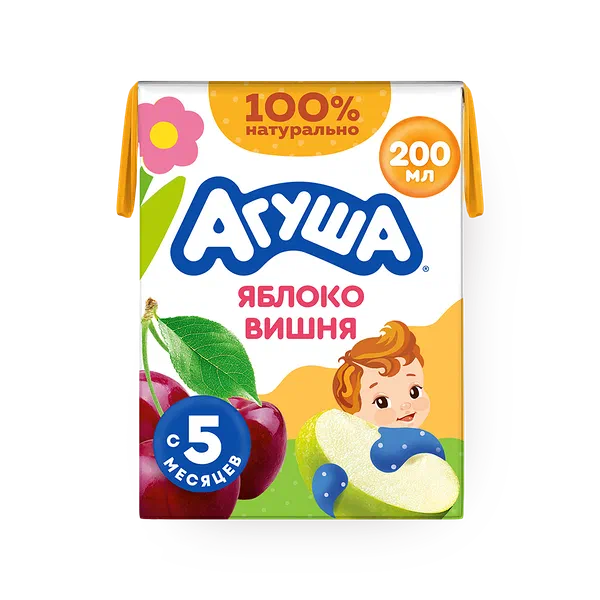 Сок «Агуша» яблоко-вишня с 5 месяцев осветлённый
