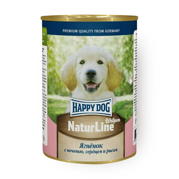 Влажный корм для щенков Happy Dog Natur Line ягнёнок с печенью, сердцем и рисом