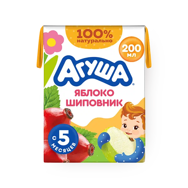 Сок «Агуша» яблоко-шиповник с 5 месяцев осветлённый
