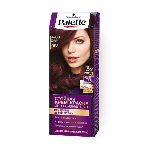 Крем-краска для волос Pallette интенсивный цвет 4-88 Красный гранат RF3