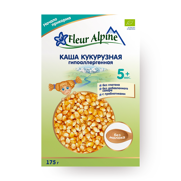 Каша безмолочная кукурузная Fleur Alpine с пребиотиками с 5 месяцев
