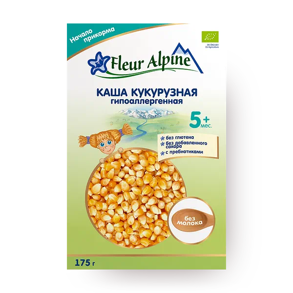 Каша безмолочная кукурузная Fleur Alpine с пребиотиками с 5 месяцев