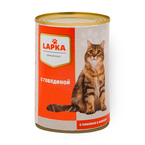 Корм влажный для кошек Lapka с говядиной в соусе от 3 до 12 месяцев